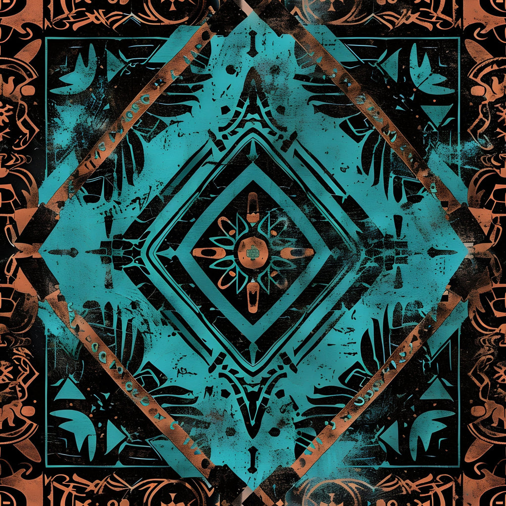Teal Totem Pattern 10 Minky Fabric