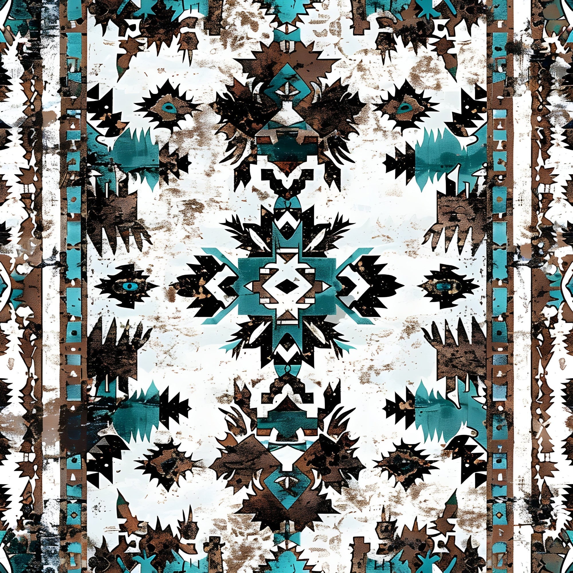 Teal Totem Pattern 11 Minky Fabric
