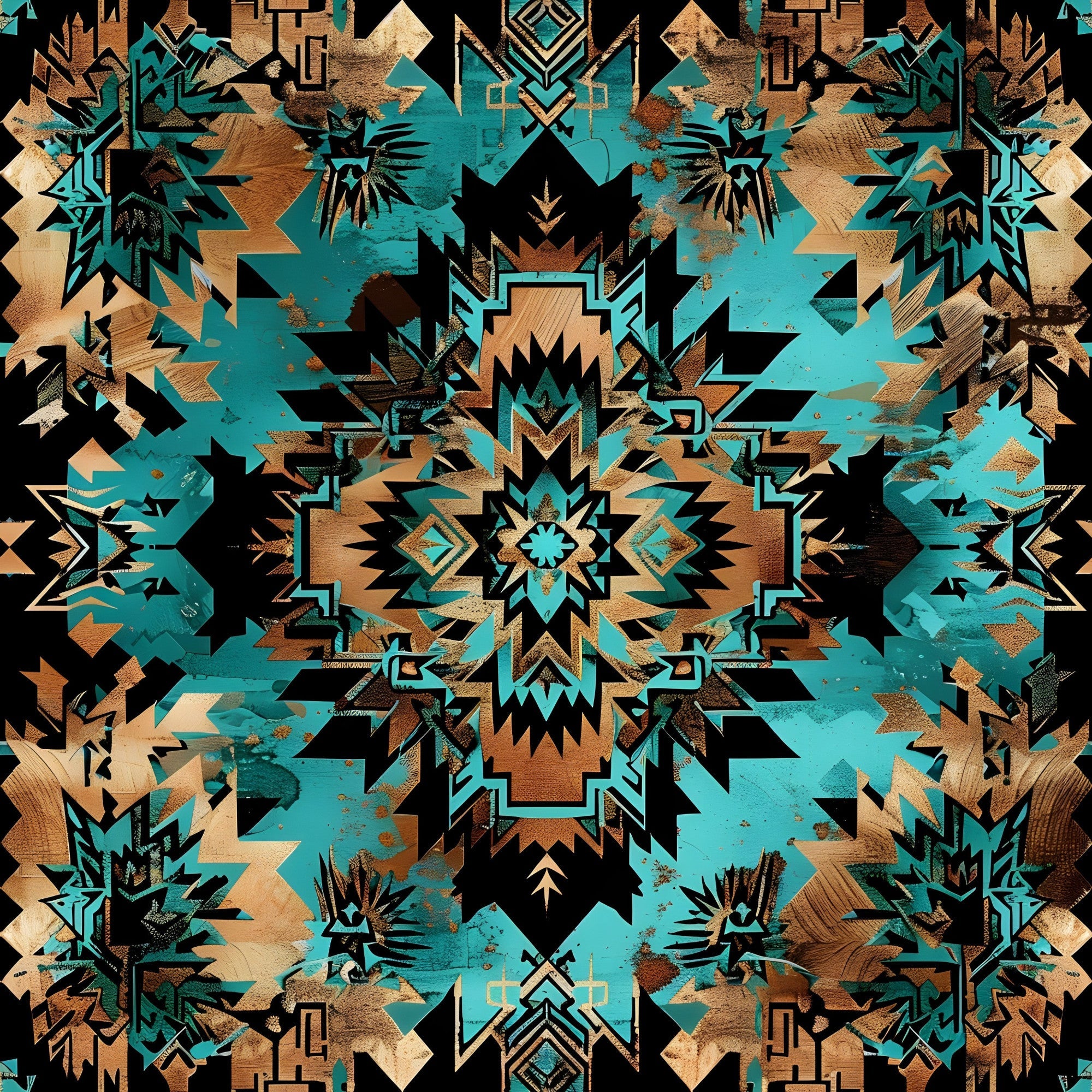 Teal Totem Pattern 12 Minky Fabric