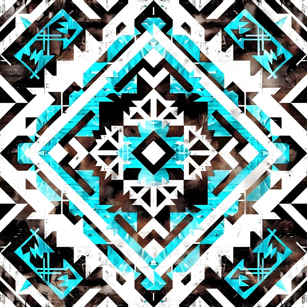 Teal Totem Pattern 13 Minky Fabric