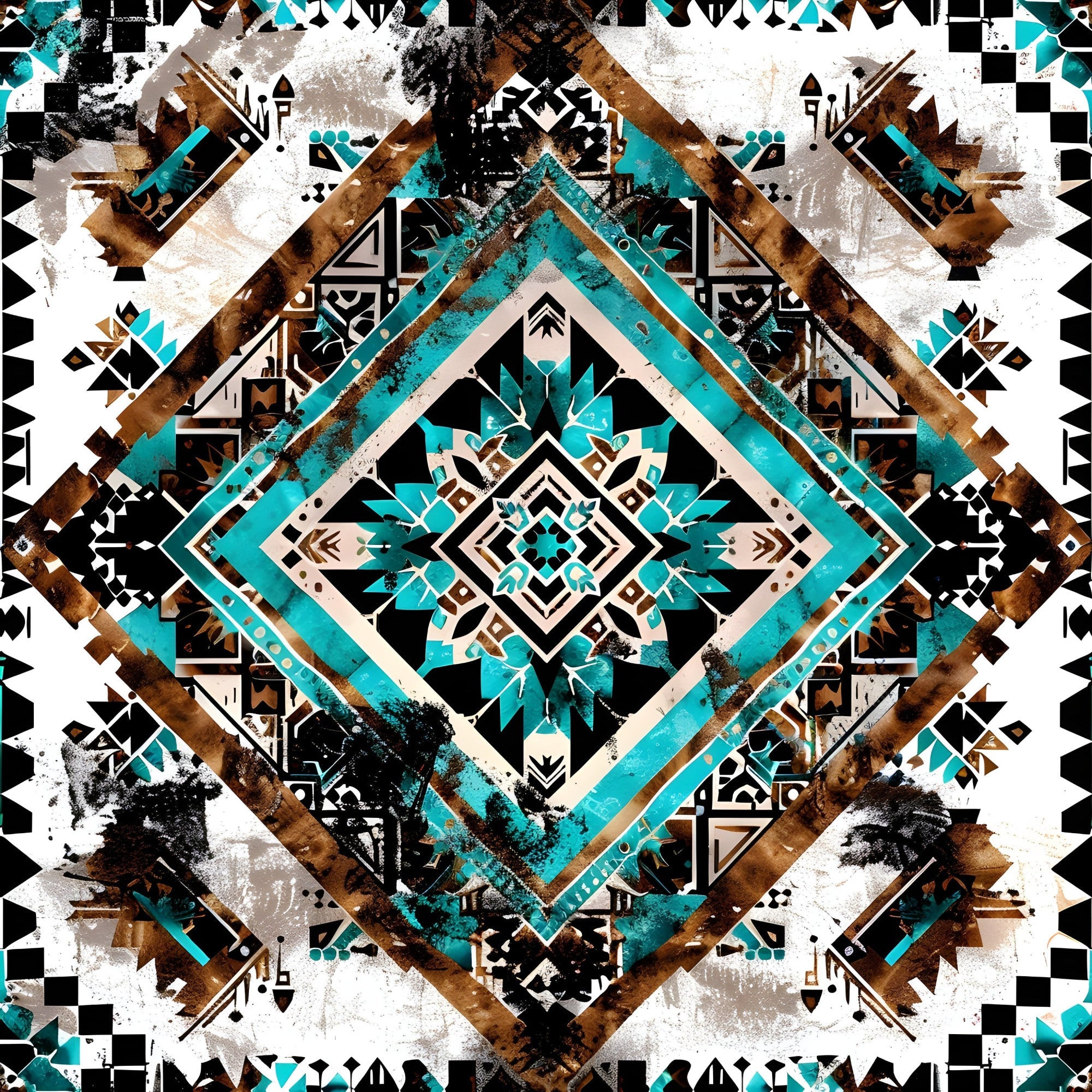Teal Totem Pattern 14 Minky Fabric