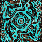 Teal Totem Pattern 15 Minky Fabric