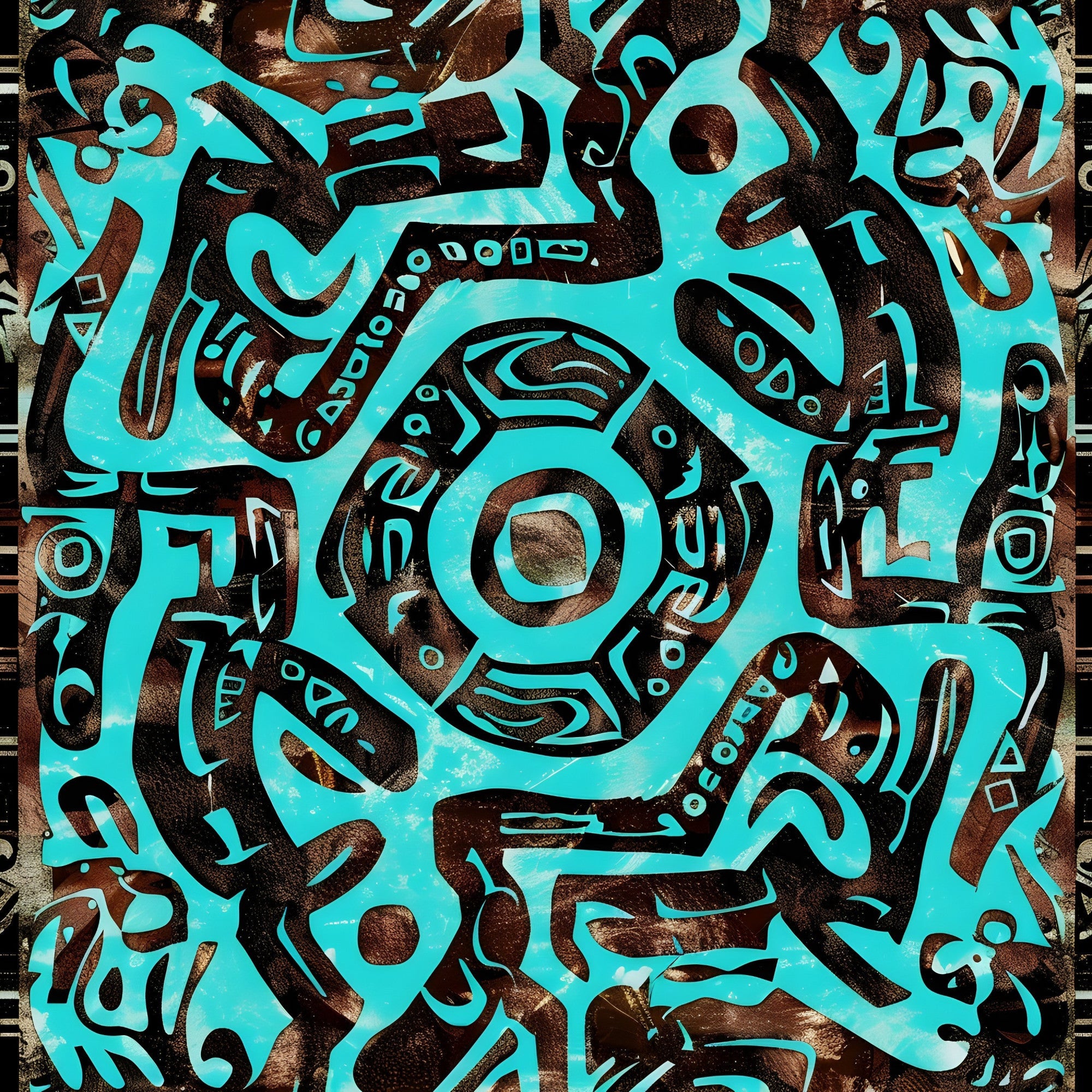 Teal Totem Pattern 15 Minky Fabric