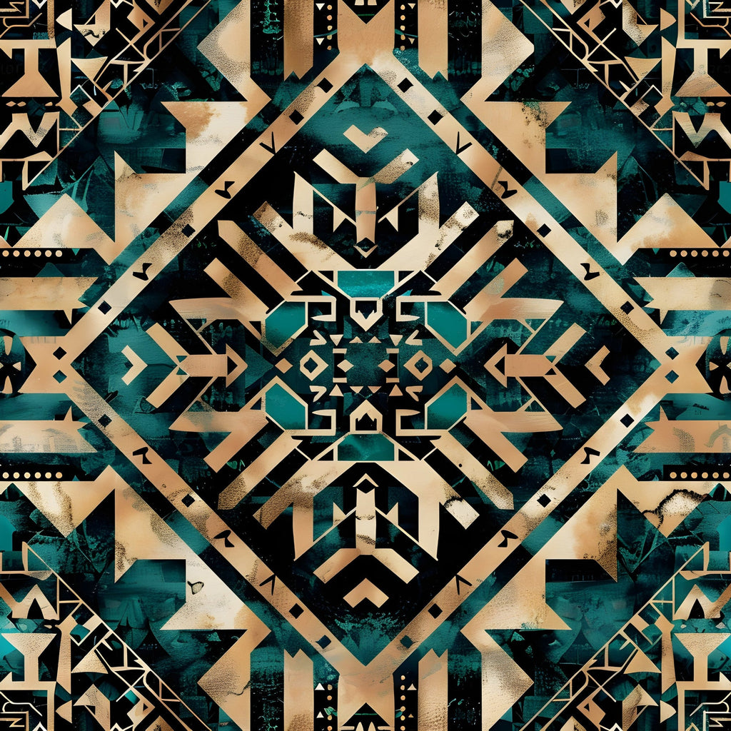 Teal Totem Pattern 16 Minky Fabric