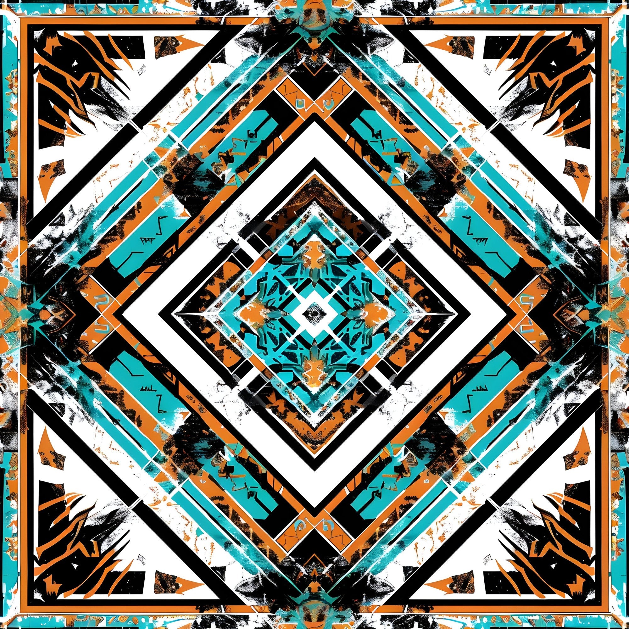 Teal Totem Pattern 19 Minky Fabric