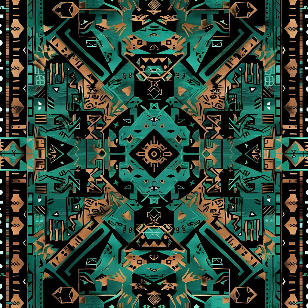 Teal Totem Pattern 2 Minky Fabric