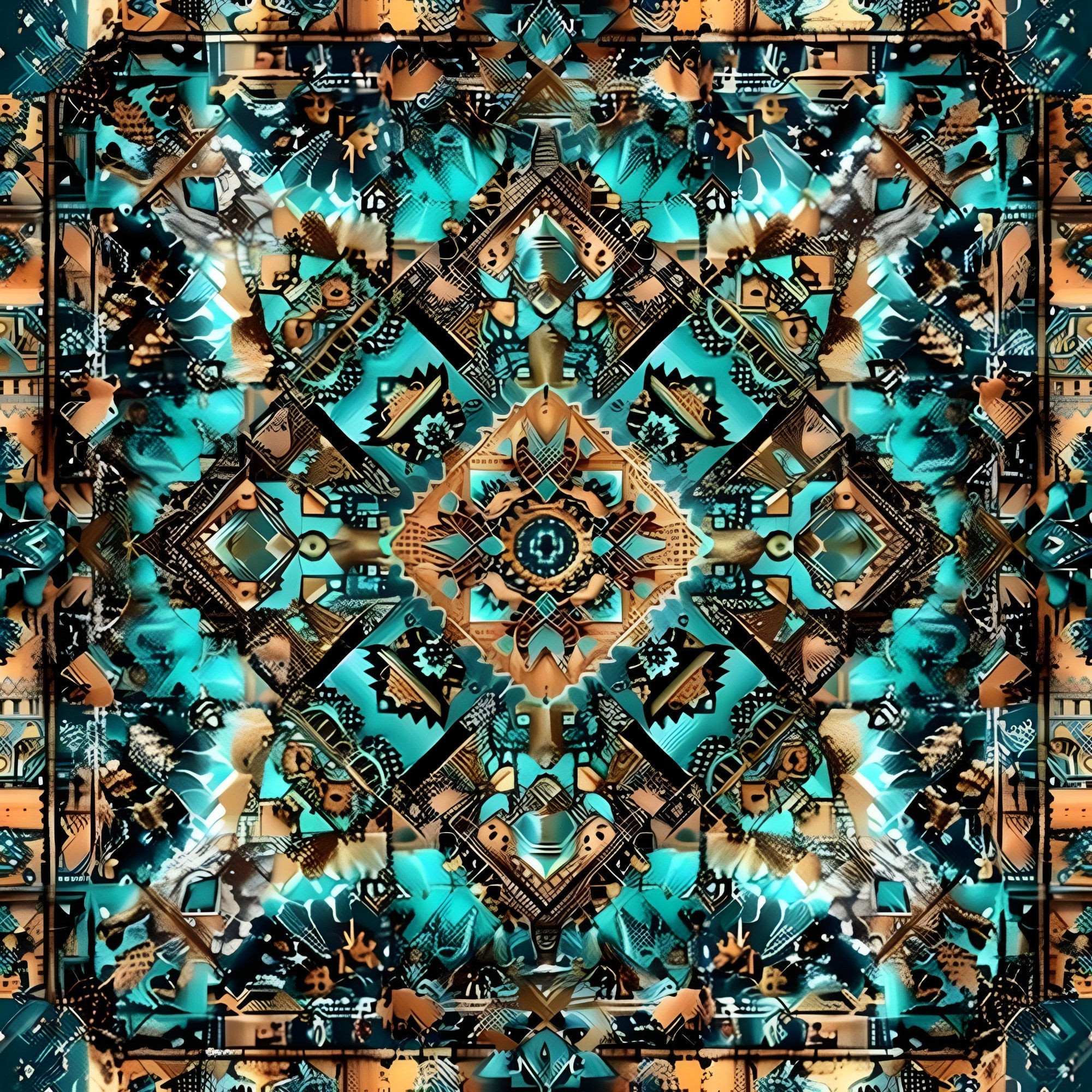 Teal Totem Pattern 21 Minky Fabric
