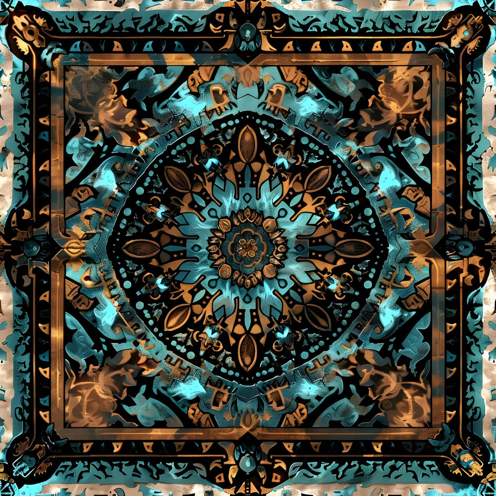 Teal Totem Pattern 22 Minky Fabric