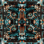 Teal Totem Pattern 24 Minky Fabric