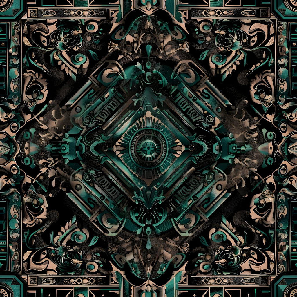 Teal Totem Pattern 25 Minky Fabric