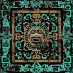 Teal Totem Pattern 3 Minky Fabric