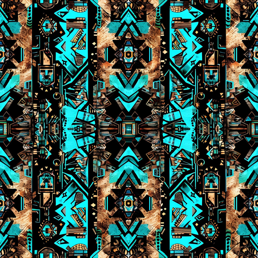 Teal Totem Pattern 4 Minky Fabric