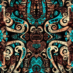Teal Totem Pattern 5 Minky Fabric