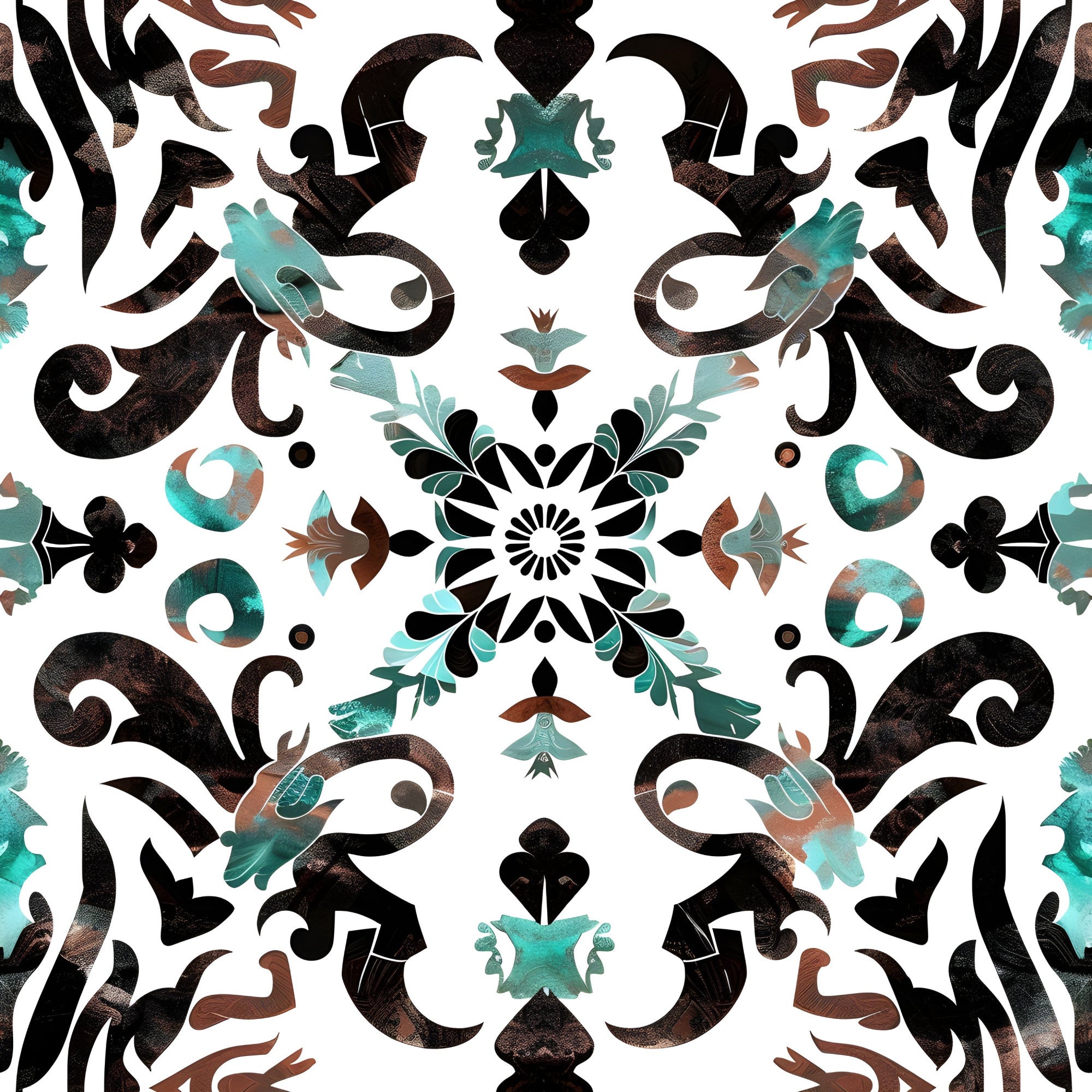 Teal Totem Pattern 6 Minky Fabric