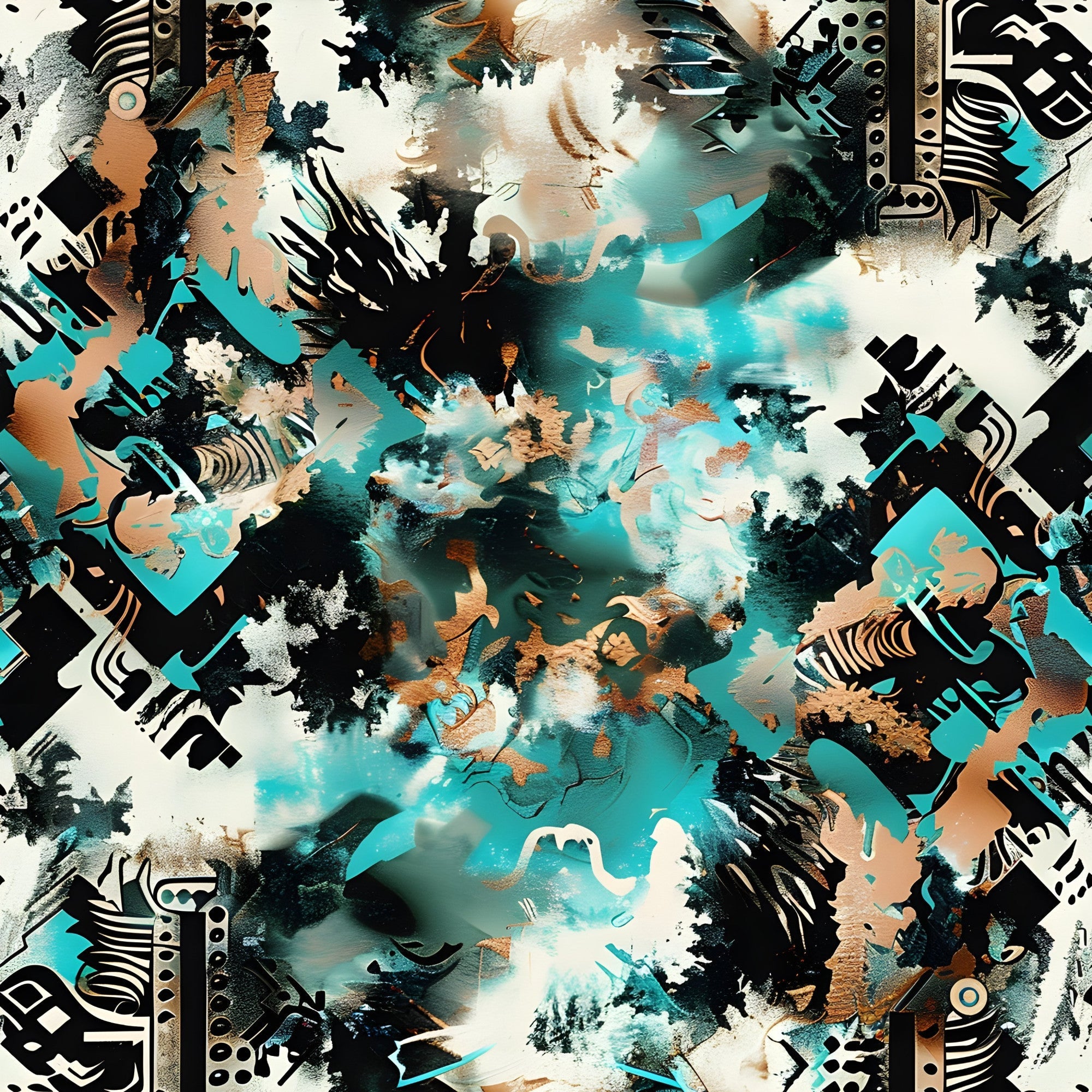 Teal Totem Pattern 8 Minky Fabric