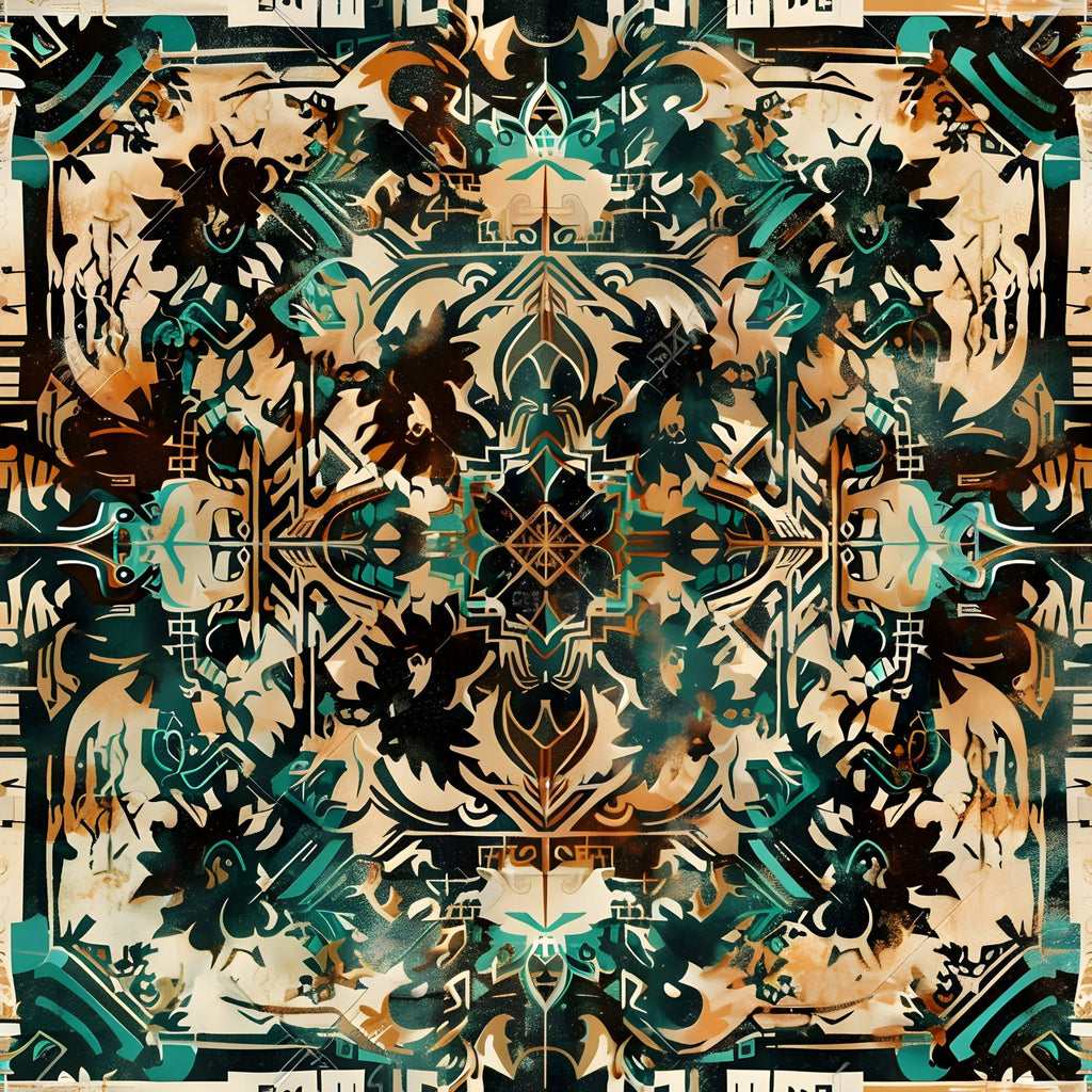 Teal Totem Pattern 9 Minky Fabric