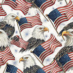 bald eagles, american flags, patriotic, red white blue, navy blue, fireworks, stars stripes, waving flags, eagle portraits,, fabric panel, fourth of july, independence day, americana, bird motifs, flag poles, seamless pattern, cotton fabric, patriotic theme, eagle heads