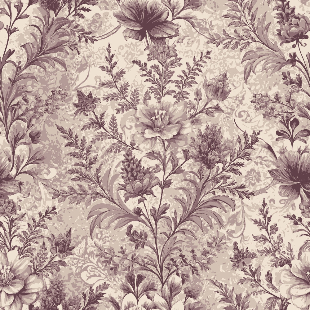 mauve, dusty rose, cream, beige, baroque florals, ornate flowers, botanical motifs, vintage pattern, elegant design,, fabric panel, floral vines, decorative leaves, romantic style, soft tones, intricate details, flowing stems, ornamental blooms, sophisticated pattern, muted palette