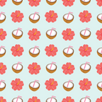 coral pink, light blue, coconut drinks, hibiscus flowers, tropical pattern, beach theme, summer vibes, repeating design, vacation motif,, fabric panel, pink straws, island style, floral elements, tropical flowers, coconut shells, cheerful mood, bright colors, summer fabric, beach vacation