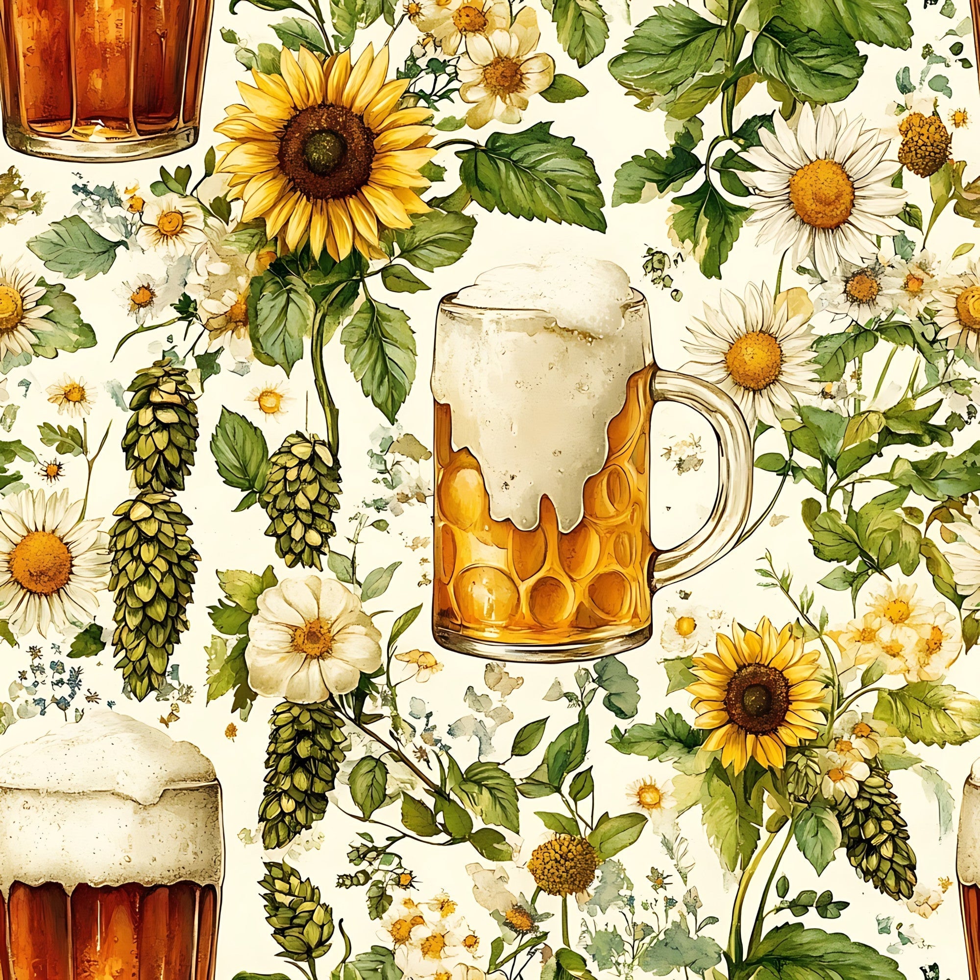Beer Garden Florals Pattern 10 Minky Fabric