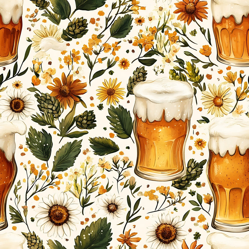 Beer Garden Florals Pattern 11 Minky Fabric