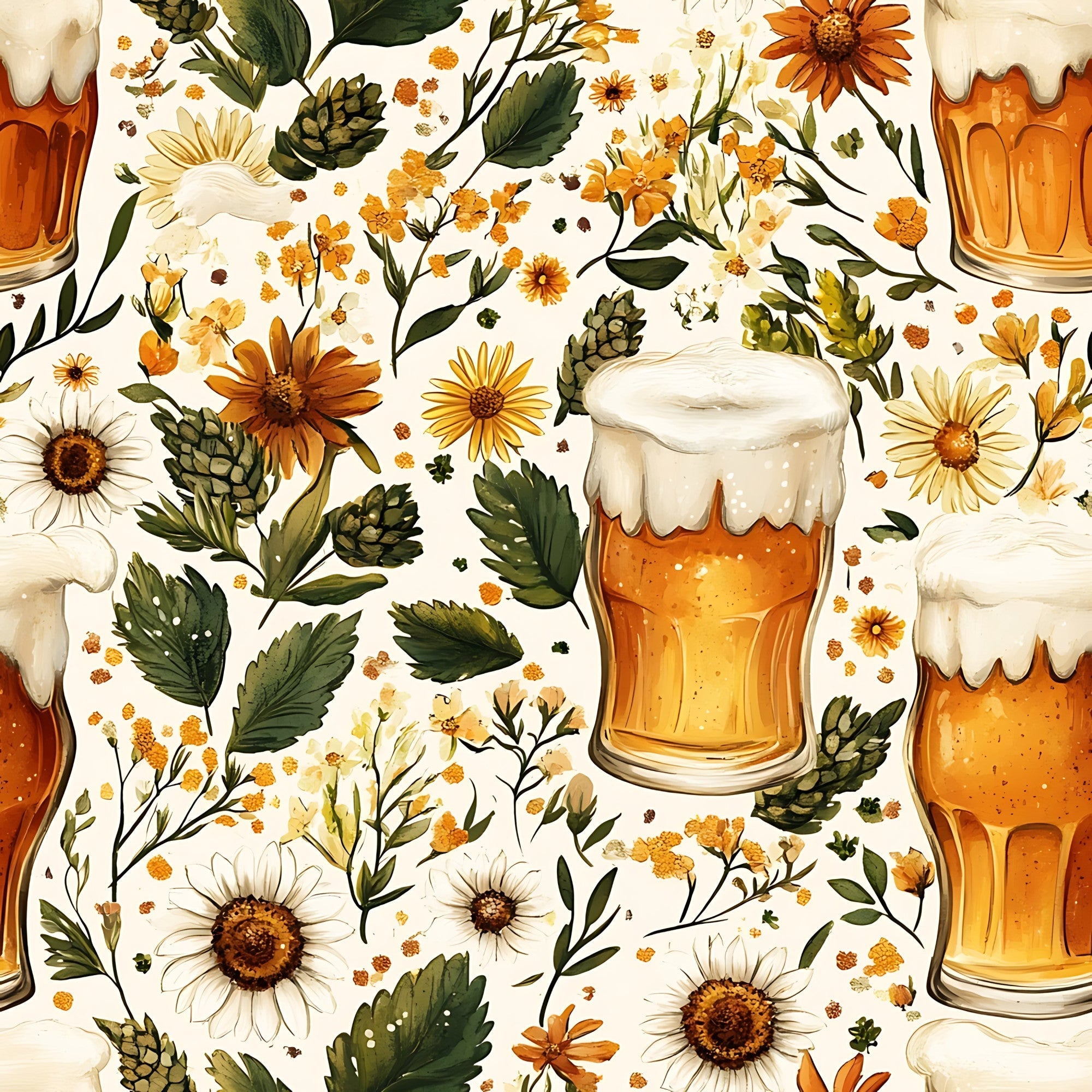 Beer Garden Florals Pattern 11 Minky Fabric