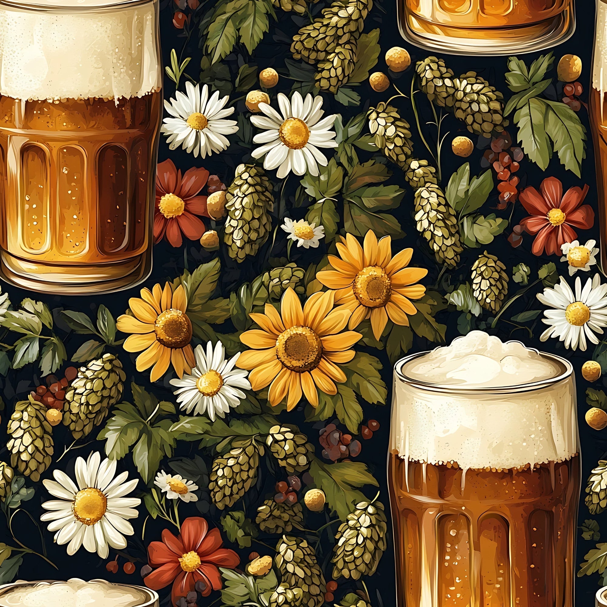 Beer Garden Florals Pattern 13 Minky Fabric