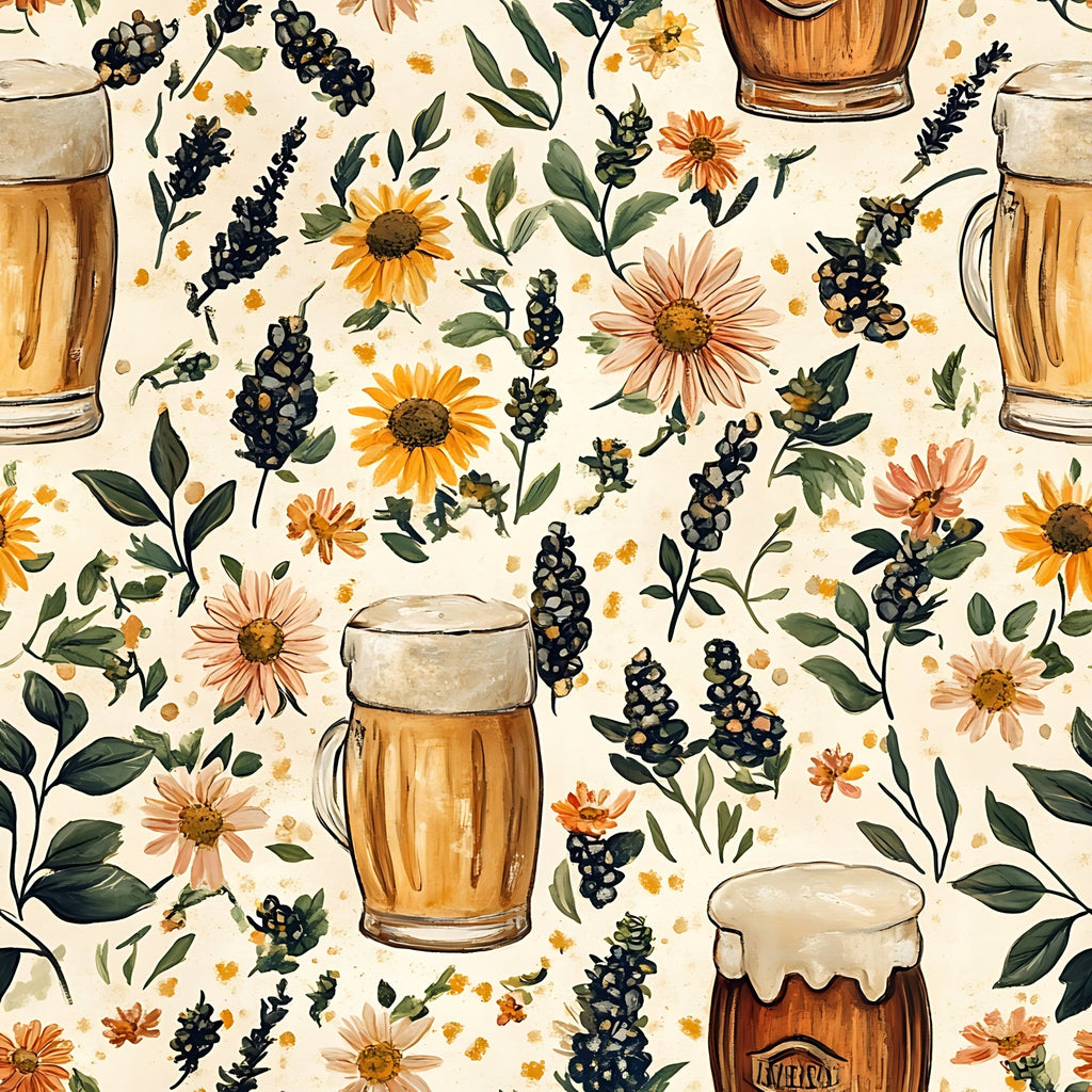 Beer Garden Florals Pattern 17 Minky Fabric
