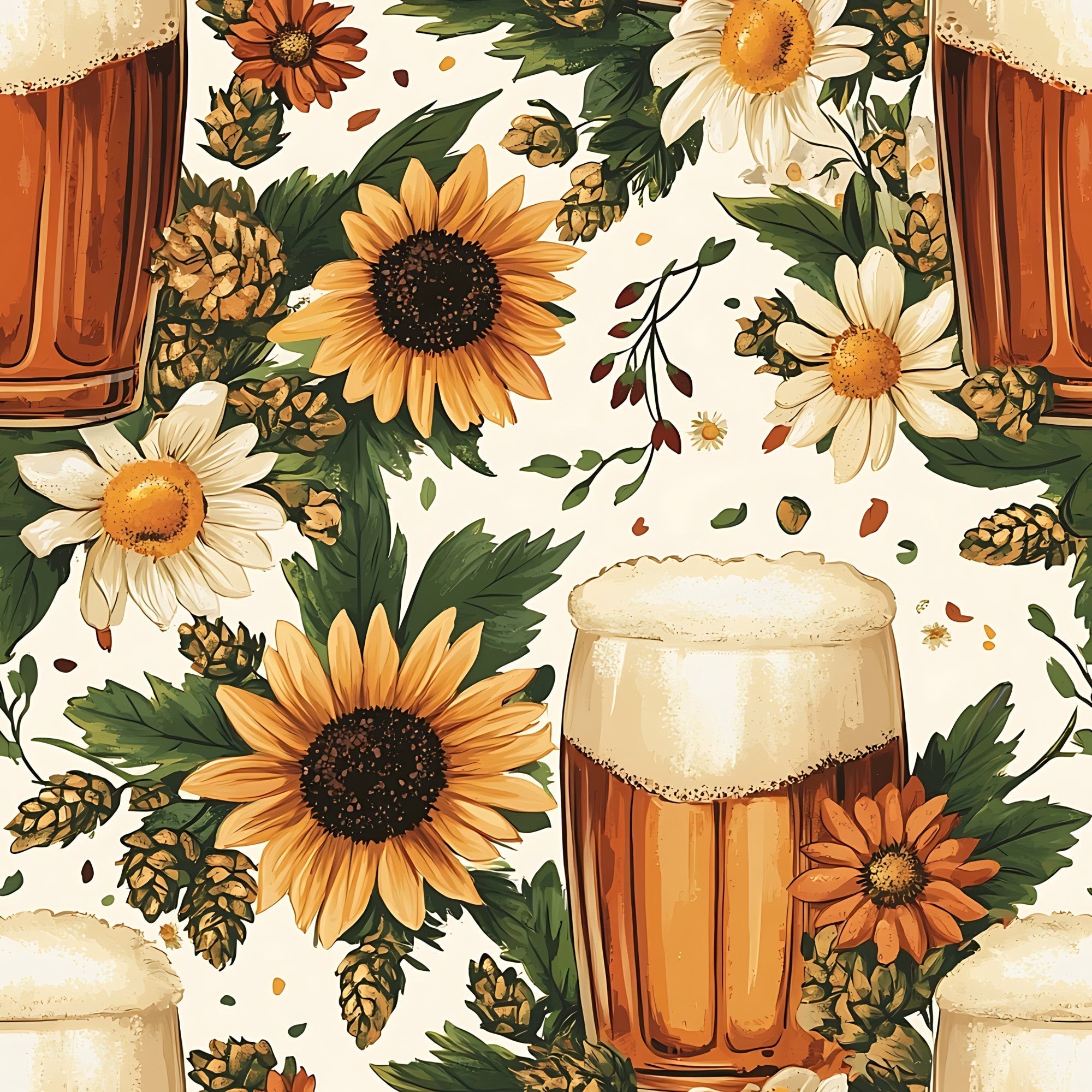 Beer Garden Florals Pattern 18 Minky Fabric