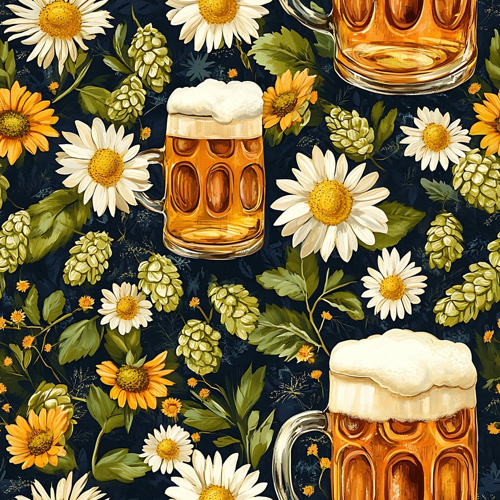 Beer Garden Florals Pattern 19 Minky Fabric