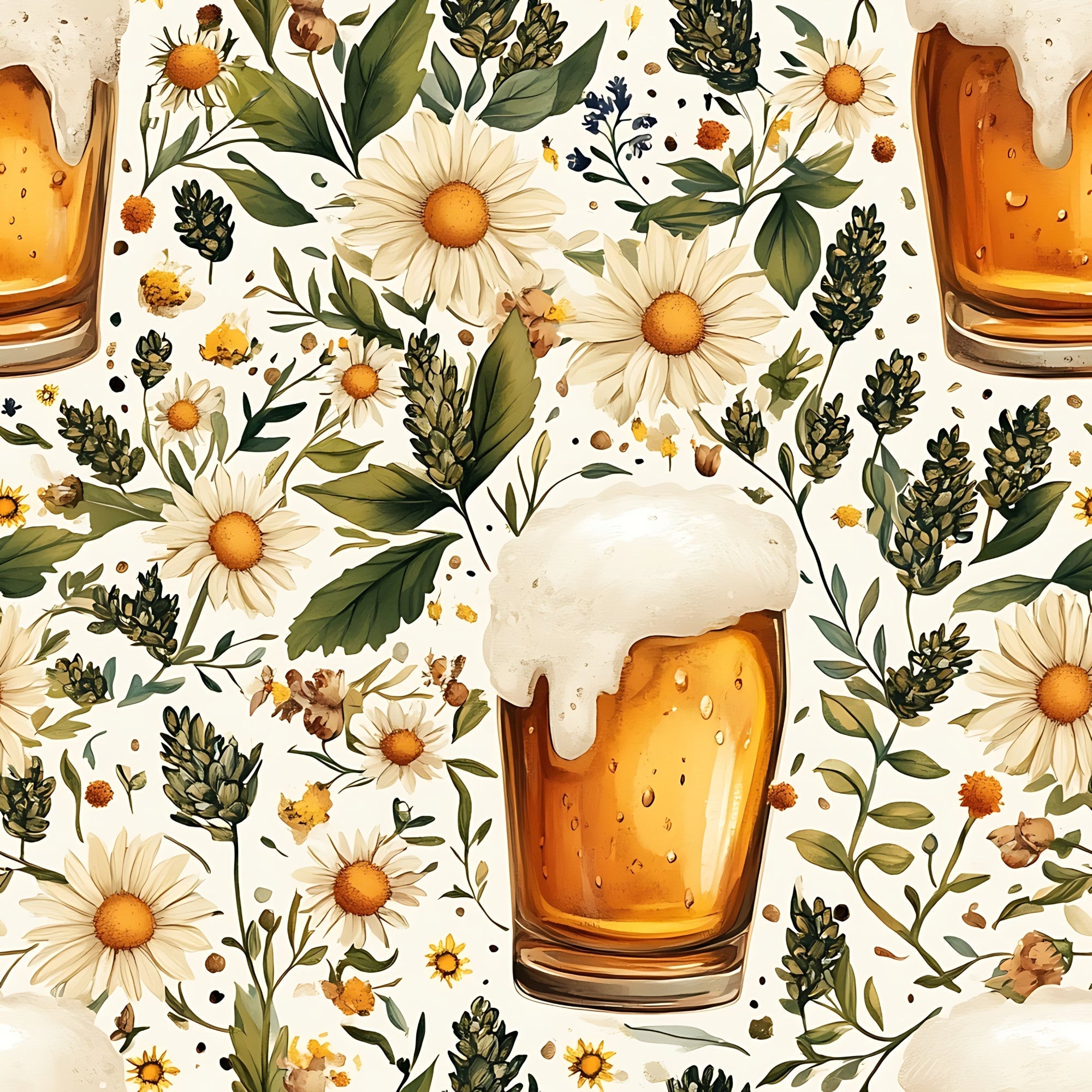 Beer Garden Florals Pattern 1 Minky Fabric