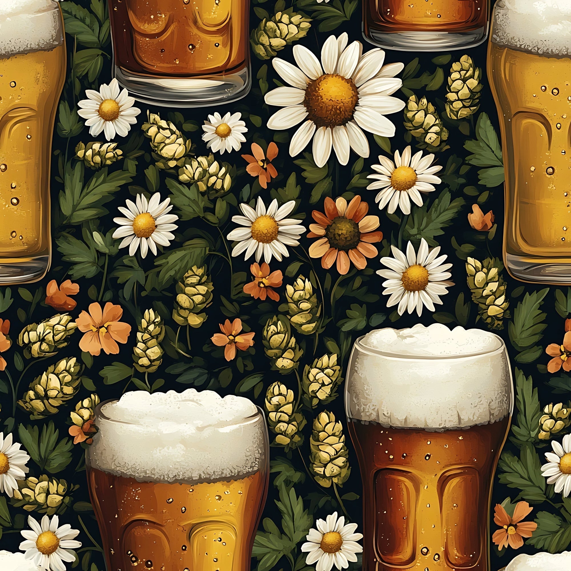 Beer Garden Florals Pattern 20 Minky Fabric