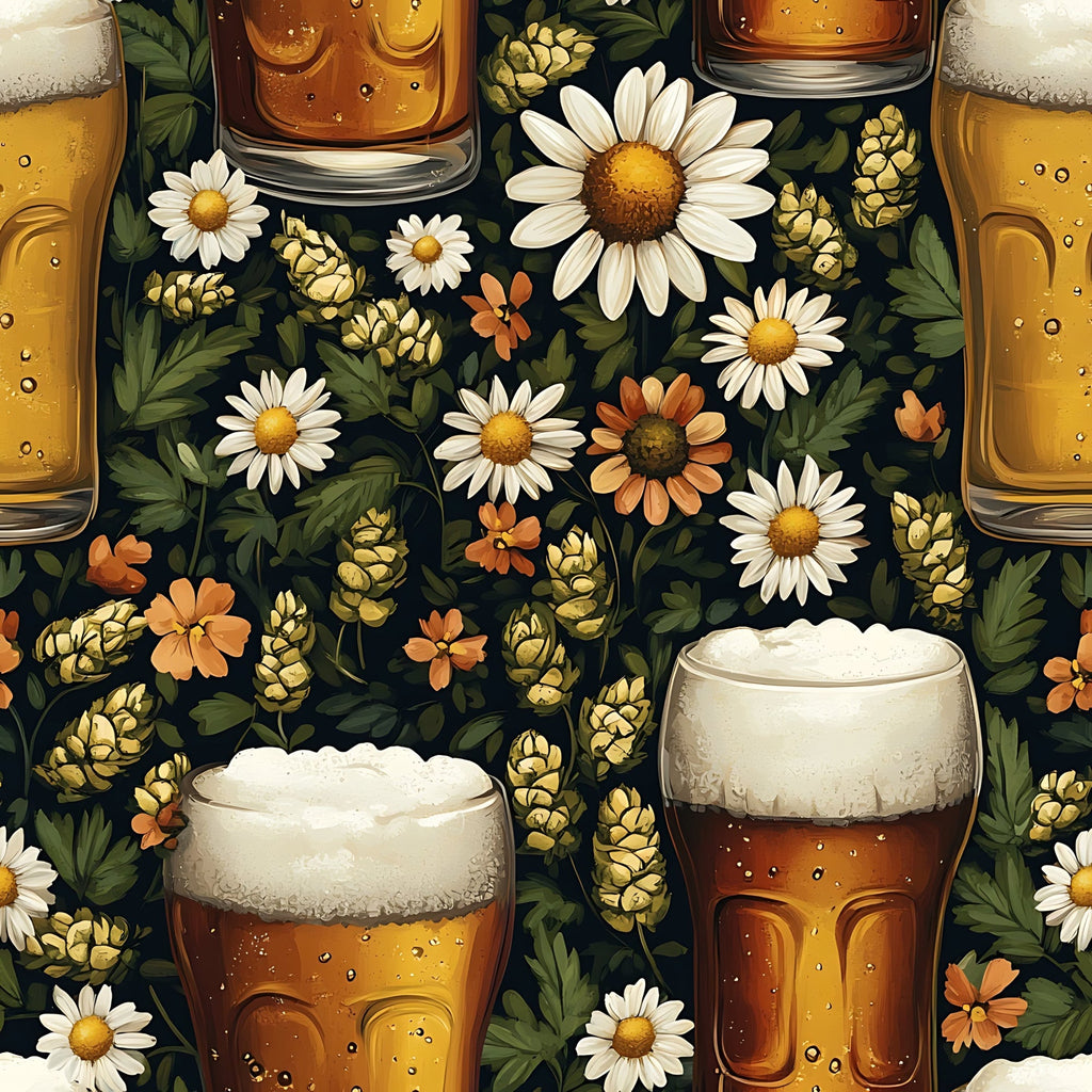 Beer Garden Florals Pattern 20 Minky Fabric