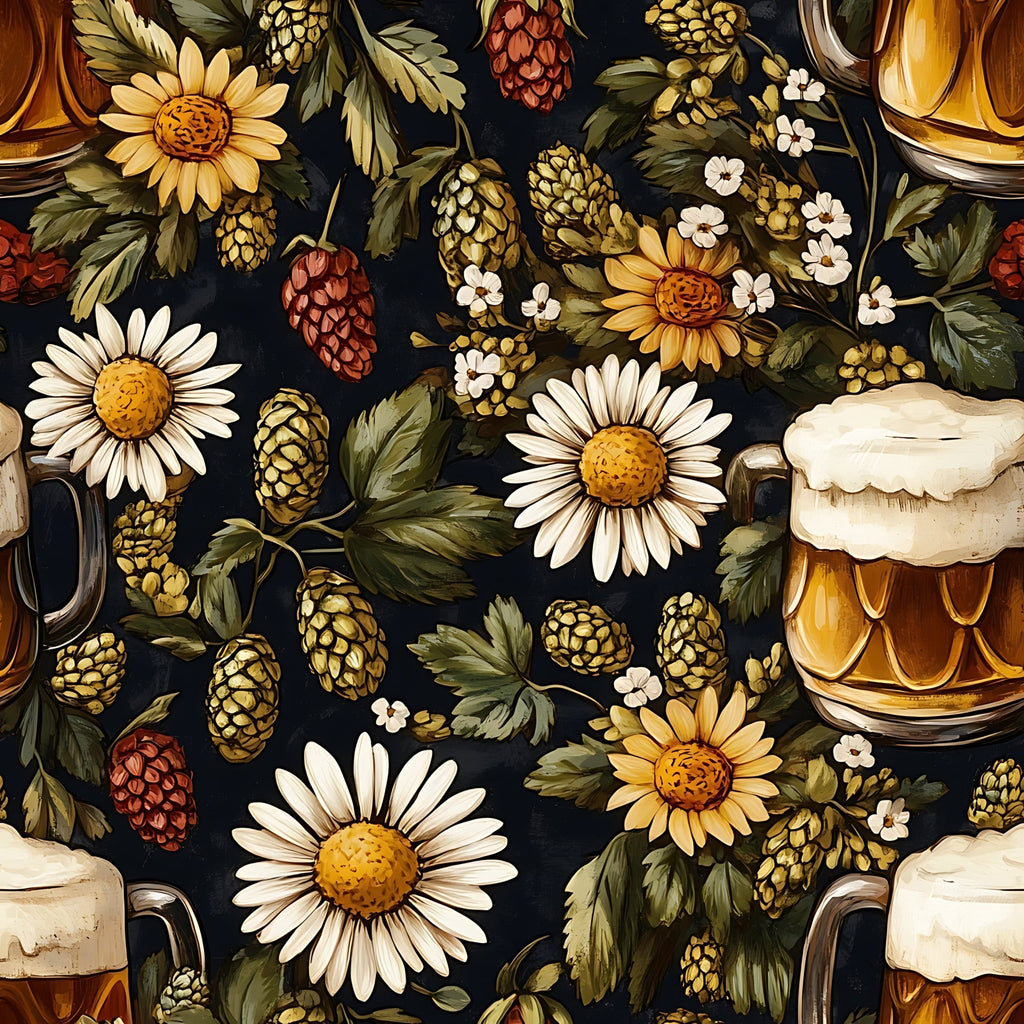 Beer Garden Florals Pattern 4 Minky Fabric