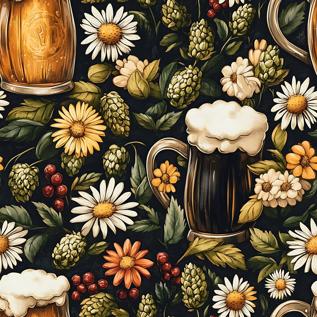 Beer Garden Florals Pattern 5 Minky Fabric