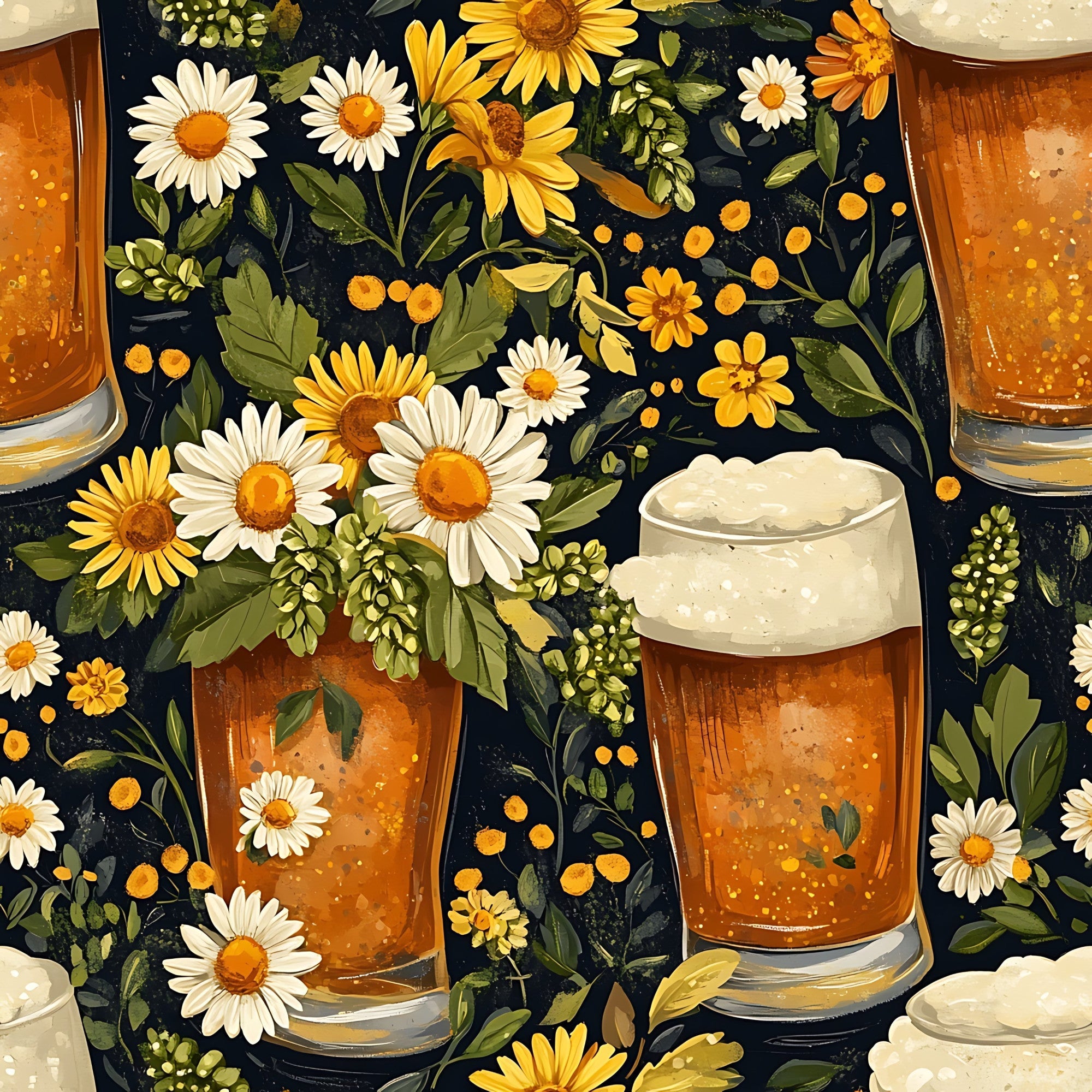Beer Garden Florals Pattern 6 Minky Fabric