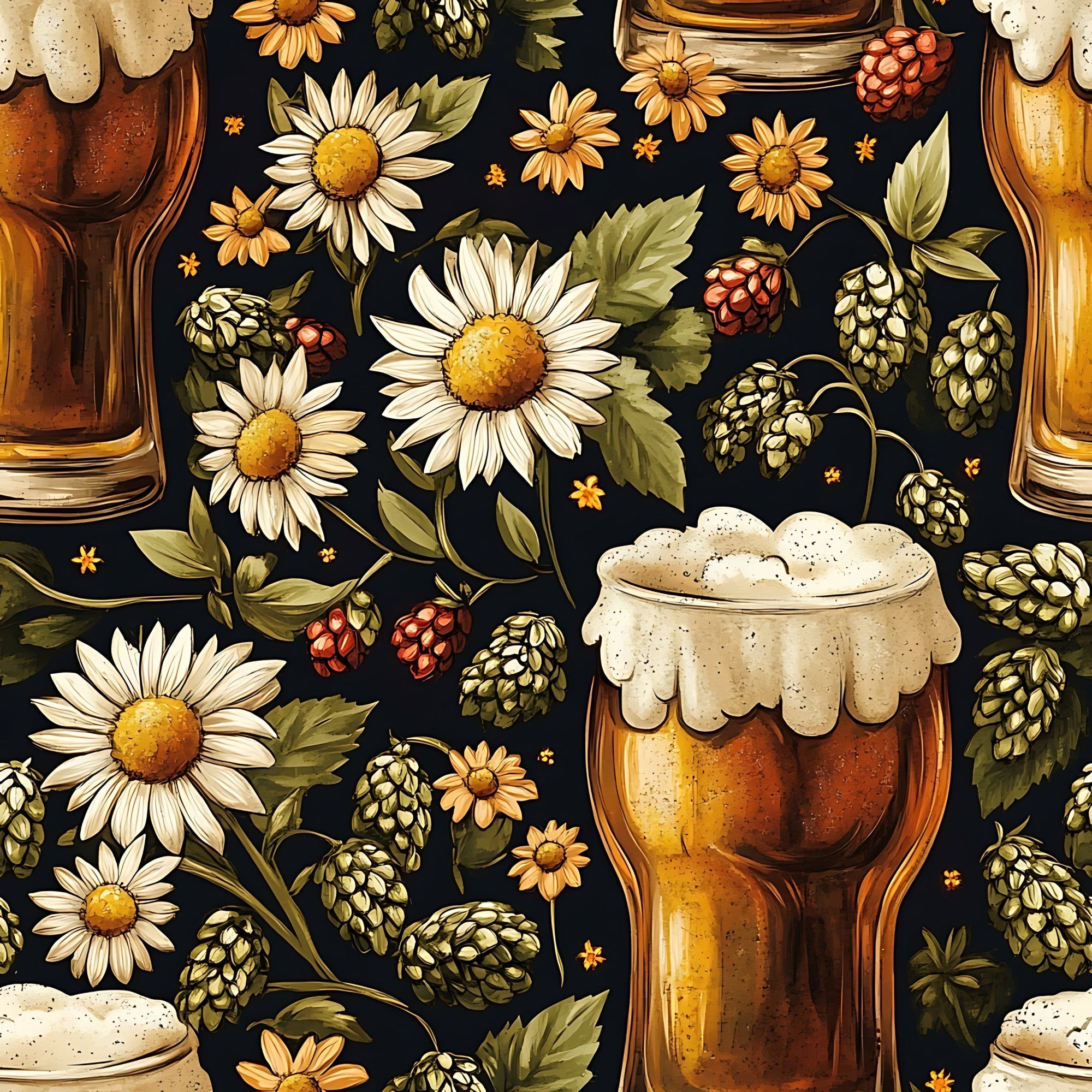 Beer Garden Florals Pattern 7 Minky Fabric