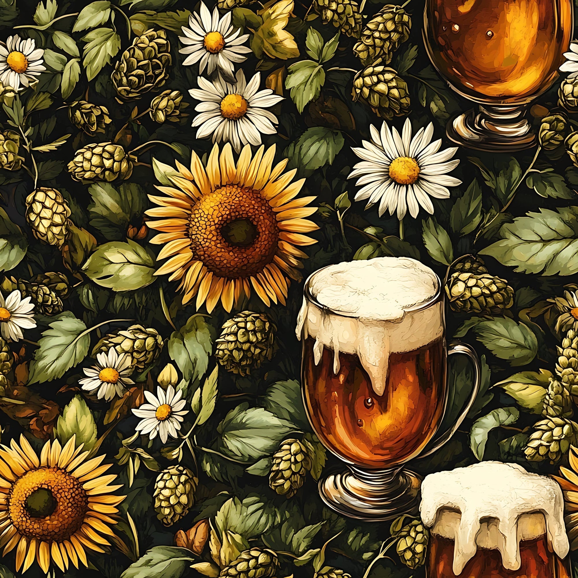 Beer Garden Florals Pattern 8 Minky Fabric