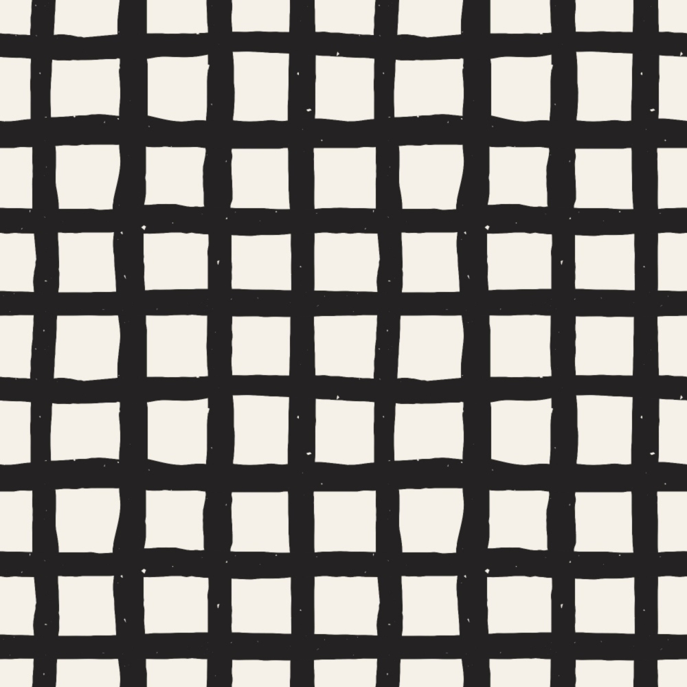 black, white, grid pattern, geometric, hand-drawn, sketchy lines, irregular squares, doodle style, monochrome,, fabric panel, checkered, wobbly grid, artistic, minimalist, contemporary, crafting material, sewing fabric, patchwork