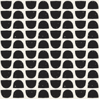 black, white, geometric pattern, semicircles, half moons, polka dots, speckled texture, repeating motifs, modern design, minimalist, monochrome,, fabric panel, contemporary style, abstract shapes, dotted accents, graphic print, crafting material, sewing fabric, geometric repetition