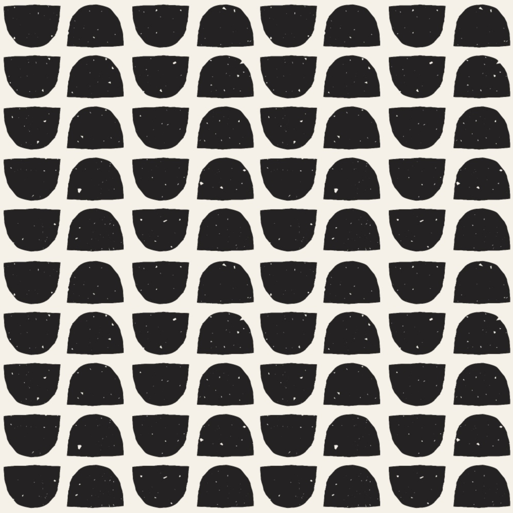 black, white, geometric pattern, semicircles, half moons, polka dots, speckled texture, repeating motifs, modern design, minimalist, monochrome,, fabric panel, contemporary style, abstract shapes, dotted accents, graphic print, crafting material, sewing fabric, geometric repetition