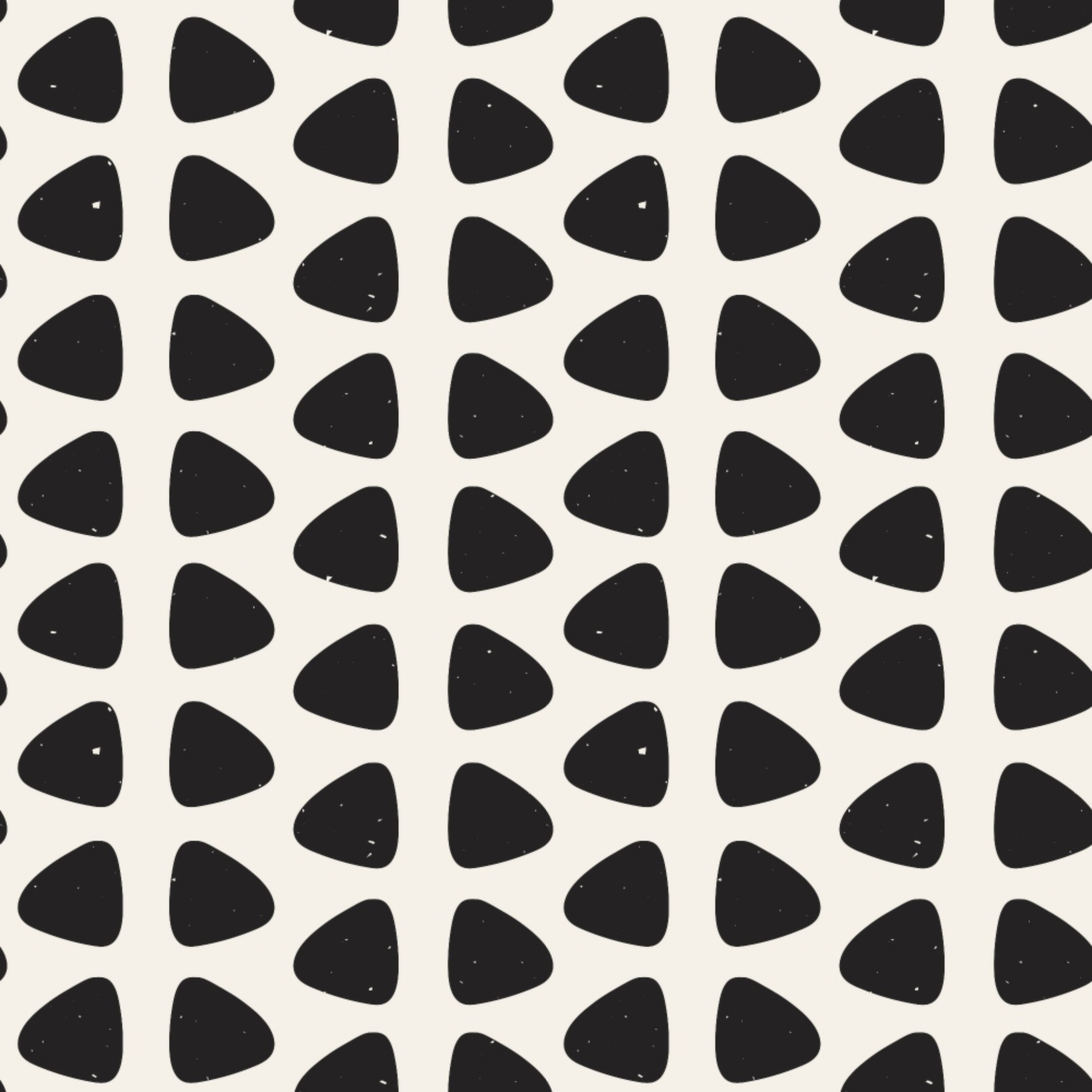 black, white, cream, geometric shapes, triangular shapes, abstract pattern, modern design, minimalist, contemporary, hand-drawn style, organic shapes,, fabric panel, crafting material, sewing supplies, monochrome, scattered motifs, playful design, artistic pattern