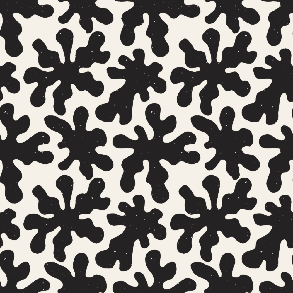 black, white, monochrome, abstract doodles, splatter pattern, ink blots, organic shapes, fluid design, seamless repeat, modern art, contemporary style,, fabric panel, geometric elements, artistic motifs, minimalist palette, scattered design, flowing forms, creative pattern, textile design