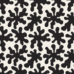 black, white, monochrome, abstract doodles, splatter pattern, ink blots, organic shapes, fluid design, seamless repeat, modern art, contemporary style,, fabric panel, geometric elements, artistic motifs, minimalist palette, scattered design, flowing forms, creative pattern, textile design