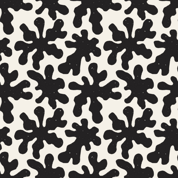 black, white, monochrome, abstract doodles, splatter pattern, ink blots, organic shapes, fluid design, seamless repeat, modern art, contemporary style,, fabric panel, geometric elements, artistic motifs, minimalist palette, scattered design, flowing forms, creative pattern, textile design