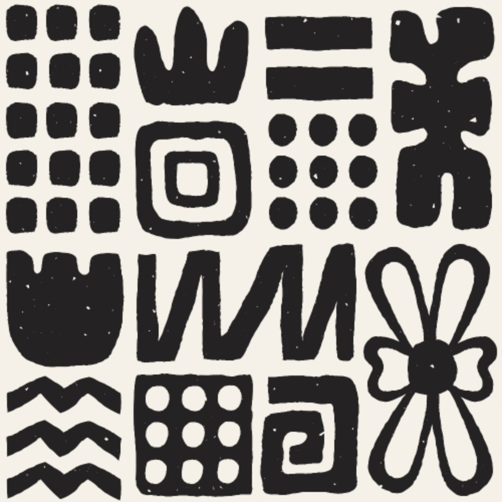 black, white, monochrome, doodles, geometric shapes, abstract patterns, squares, circles, rectangles, hand-drawn style, modern art, contemporary design,, fabric panel, craft material, sewing fabric, block printing style, minimalist, artistic motifs, playful designs