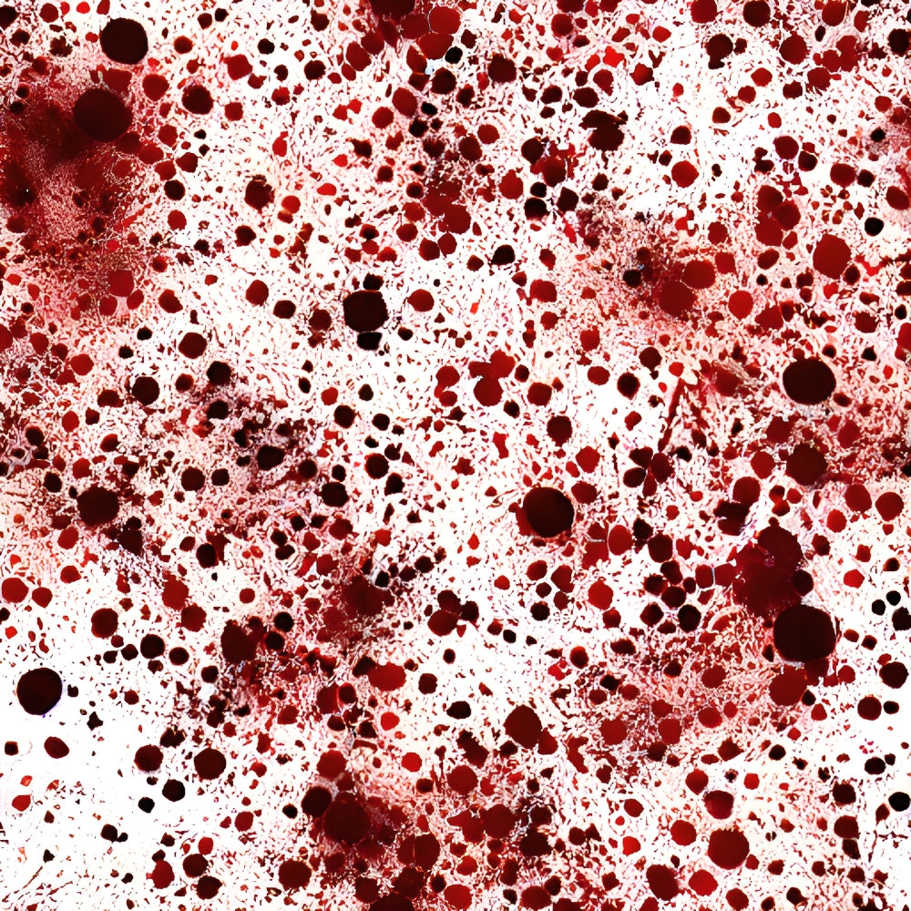 blood red, crimson, dark burgundy, white background, spatter pattern, splatter design, droplets, stains, forensic theme, crime scene, halloween fabric, horror aesthetic, gothic style, realistic blood, medical theme,, fabric panel, dramatic pattern, macabre design, specialty print
