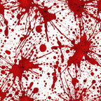 crimson red, white background, blood spatter, splatter pattern, drips, droplets, horror theme, gothic style, halloween fabric,, fabric panel, dramatic contrast, abstract splashes, spooky design, theatrical prop, costume fabric, dark aesthetic, punk style, edgy pattern