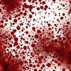 crimson red, deep red, white background, blood spatter, splatter pattern, droplet design, gothic style, horror theme, halloween fabric,, fabric panel, dramatic pattern, textured drops, scattered circles, macabre design, dark aesthetic, specialty print, novelty fabric
