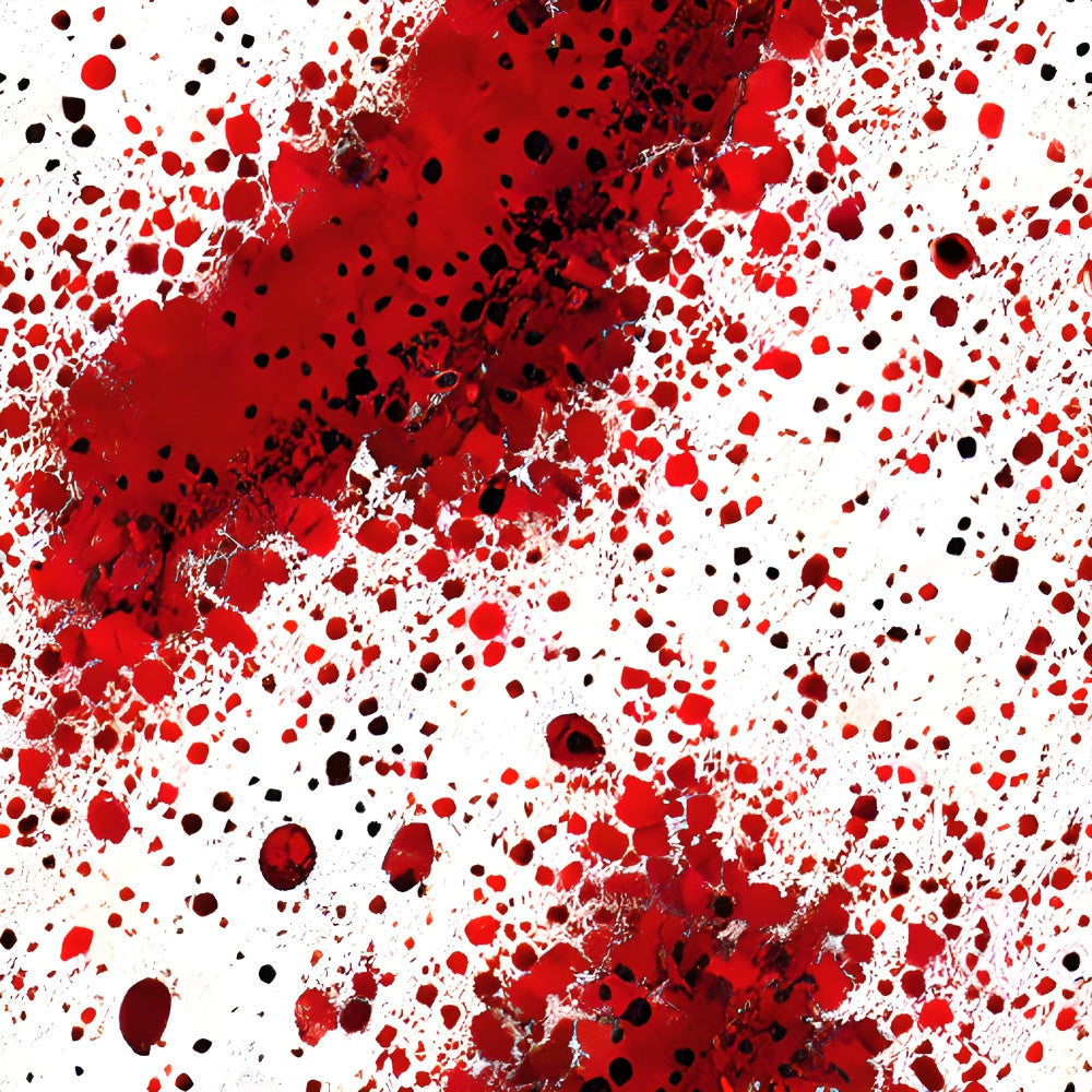 red, crimson, burgundy, white, black, blood spatter, splatter pattern, drops, stains, splatters, horror theme, gothic, halloween, spooky, abstract pattern,, fabric panel, dramatic, intense, textured design